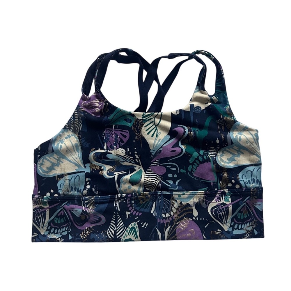 Freely Multi Color‎ Butterfly Sports Bra Girls Size Large Strappy Back